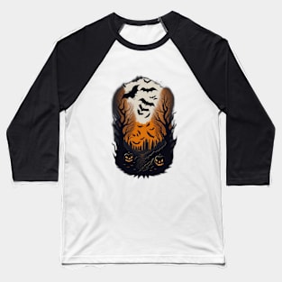 Pumpkin & Bat Parade: Unveil Your Spooky Style Baseball T-Shirt